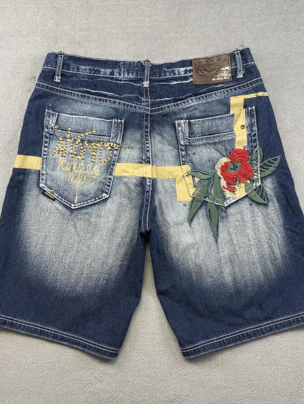 Y2K Akademiks baggy embroidered denim shorts